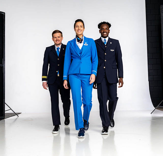 KLM crew wearing sneakers