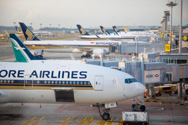 Aircraft lined up on apron