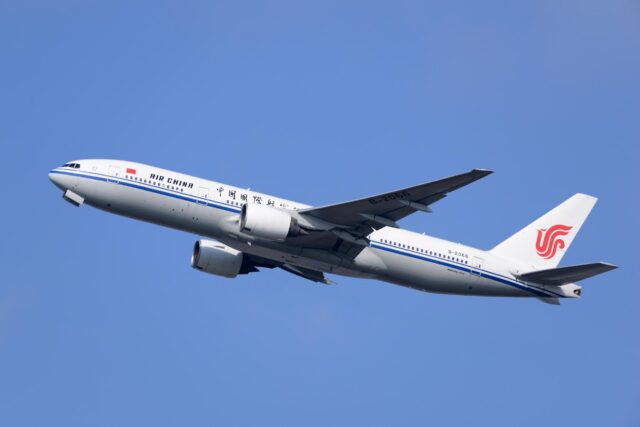 Chiba, Japan - August 08, 2015:Air China Boeing B777-200 (B-2066) passenger plane.