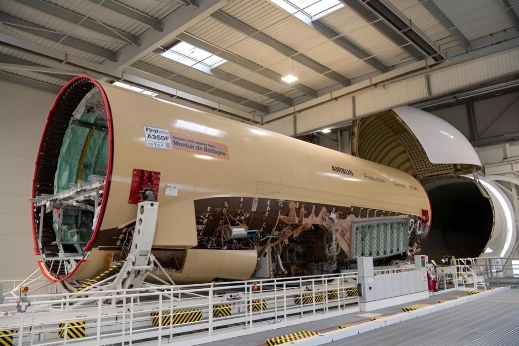 Airbus A350F fuselage section in the final assembly line (1)