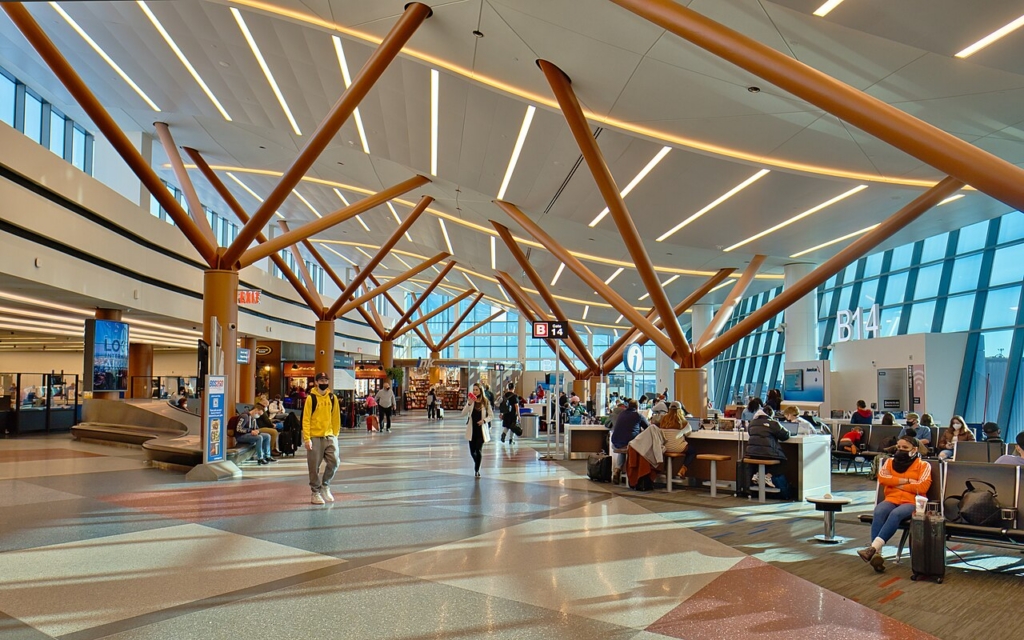 Concourse Near Gates B14 and B15 in Terminal B at Boston Logan International Airport