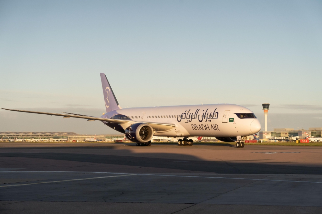 Riyadh Air Boeing 787 at Heathrow