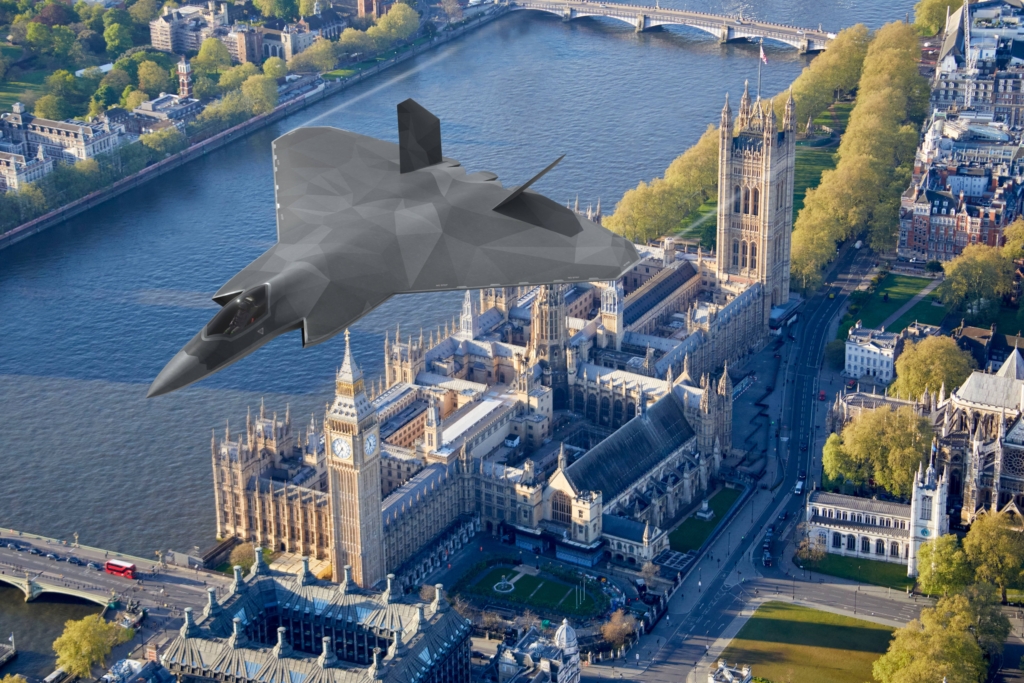 UK GCAP 6th generation fighter jet Tempest over London