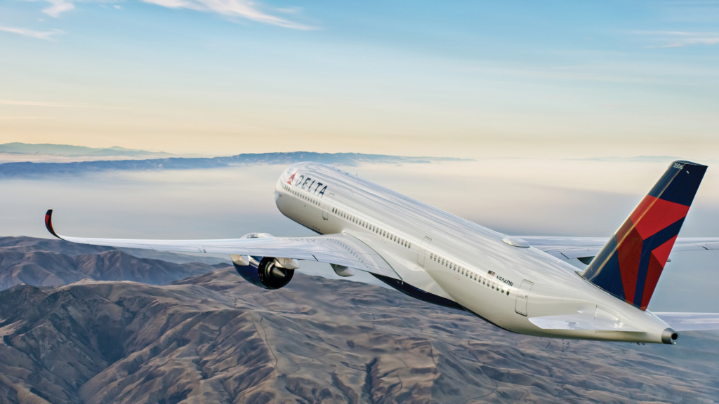 Delta Air Lines Airbus A350 in flight.