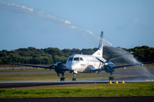 Rex Airlines Saab 340 at airport