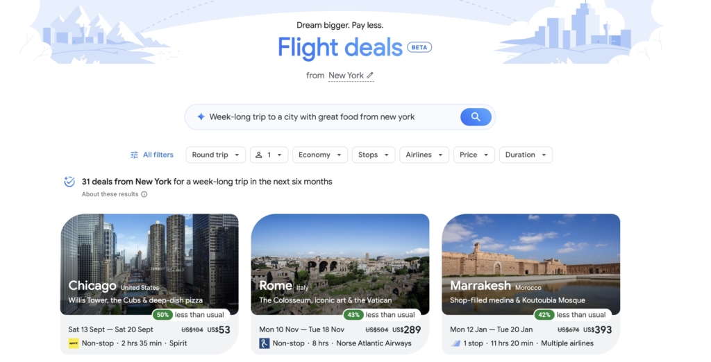 Google AI flight deals