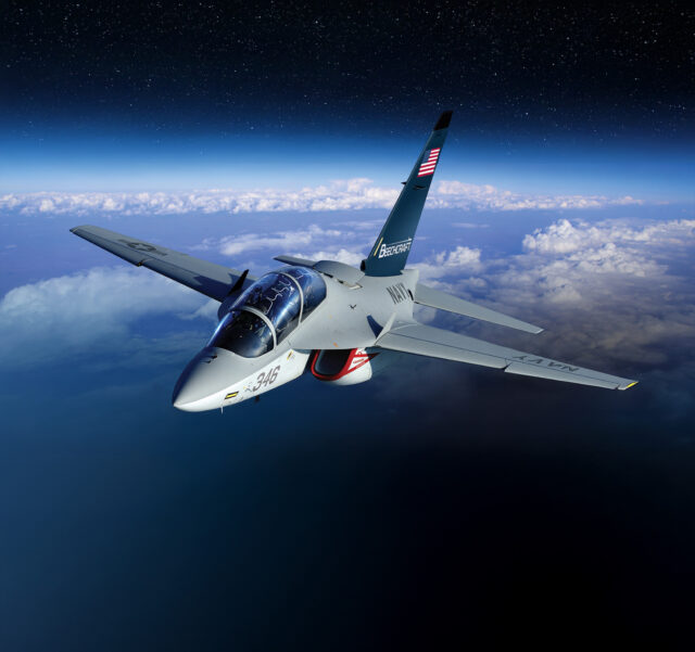 Textron Beechcraft M-346 jet trainer in flight
