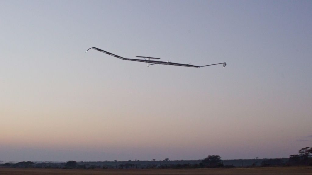 AALTO HAPS Zephyr stratospheric aircraft coming in to land in Kenya